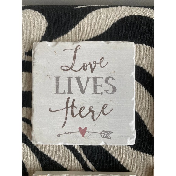 Set of (4) clay coasters w/ cork bottom - Picture 3 of 6